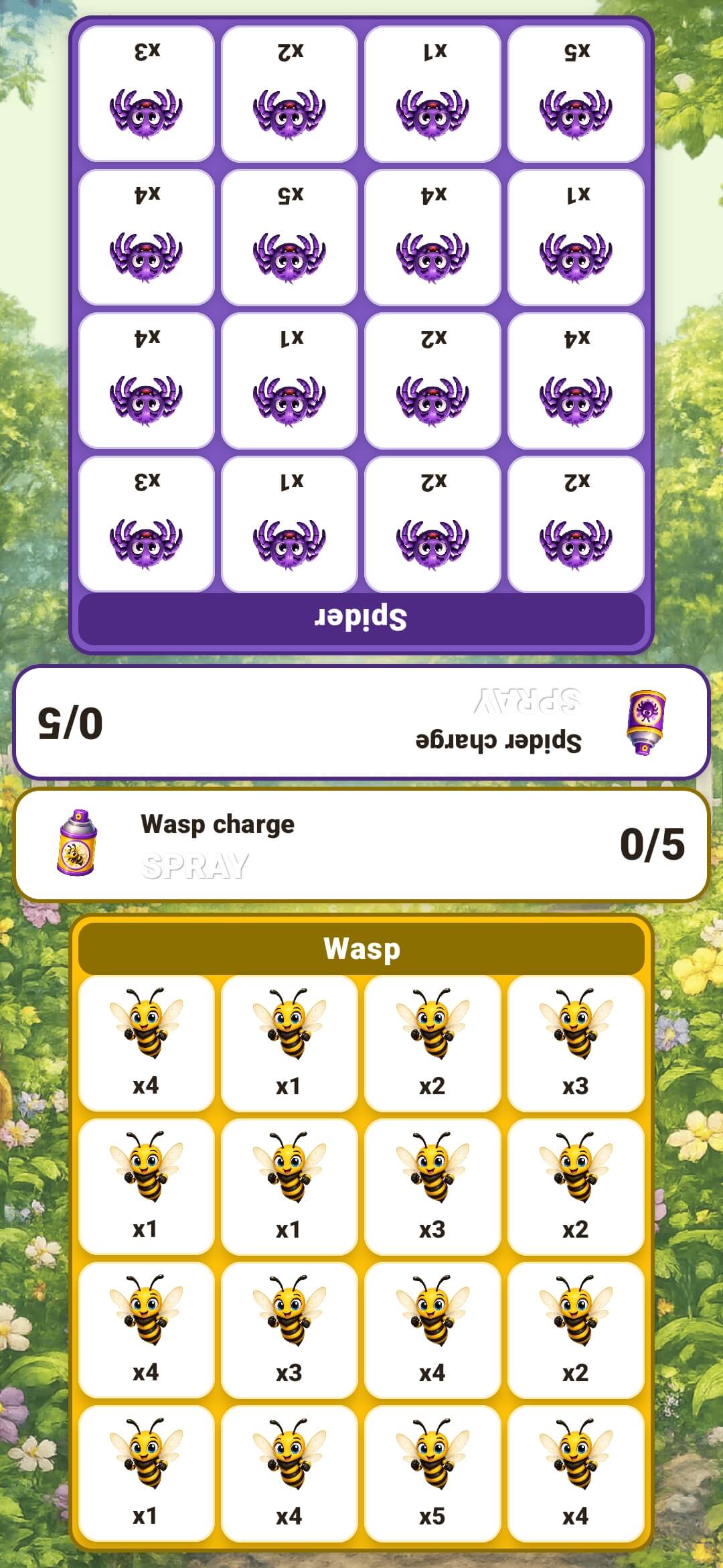Bees vs. Wasps vs. Spiders gameplay screen.
