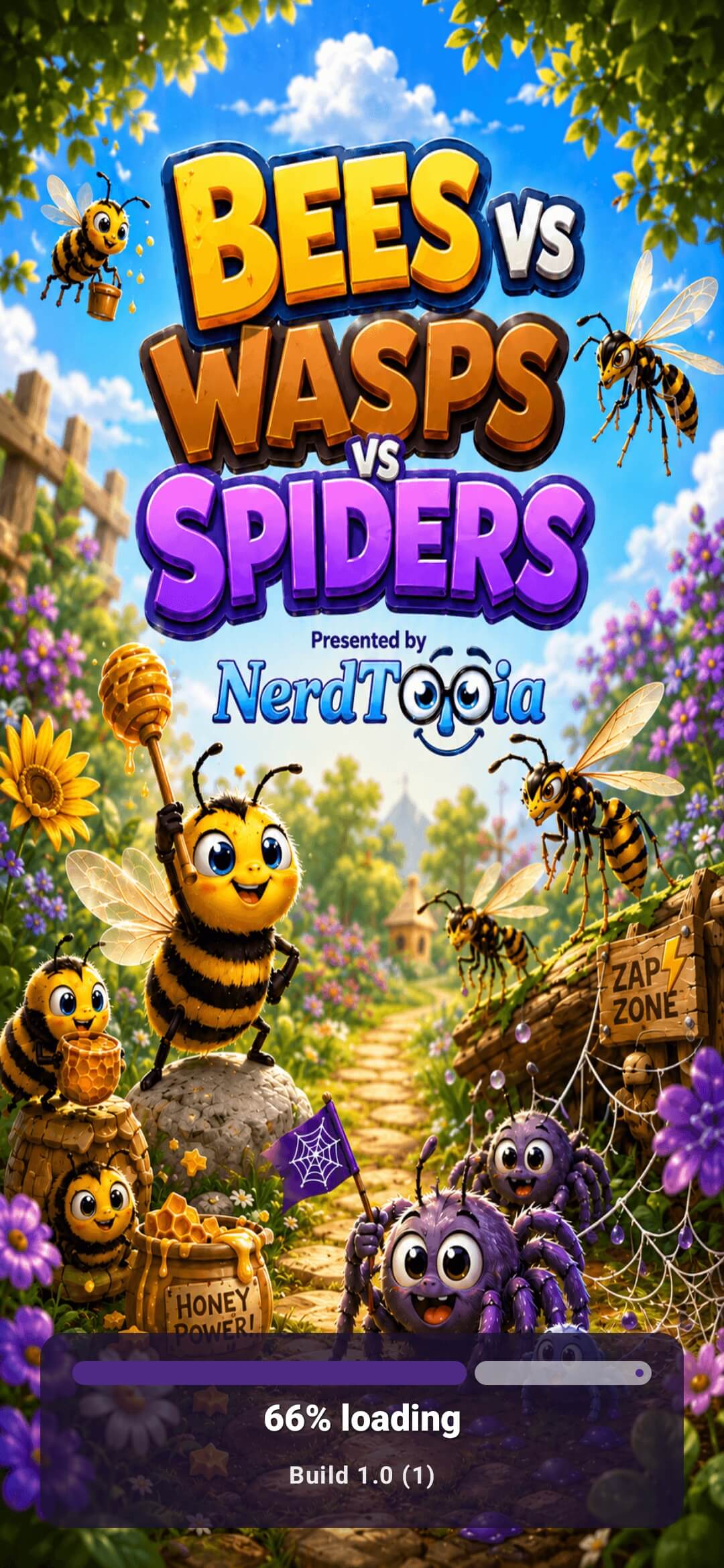 Bees vs. Wasps vs. Spiders loading screen.